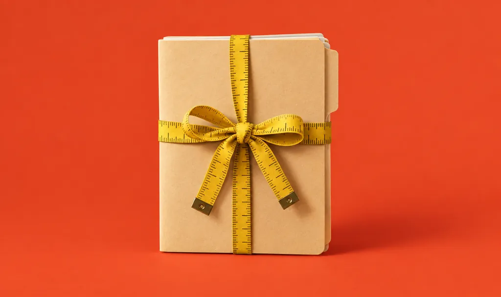 A manila folder bound with a tape measure, illustrating the scope of professional services a PI policy covers