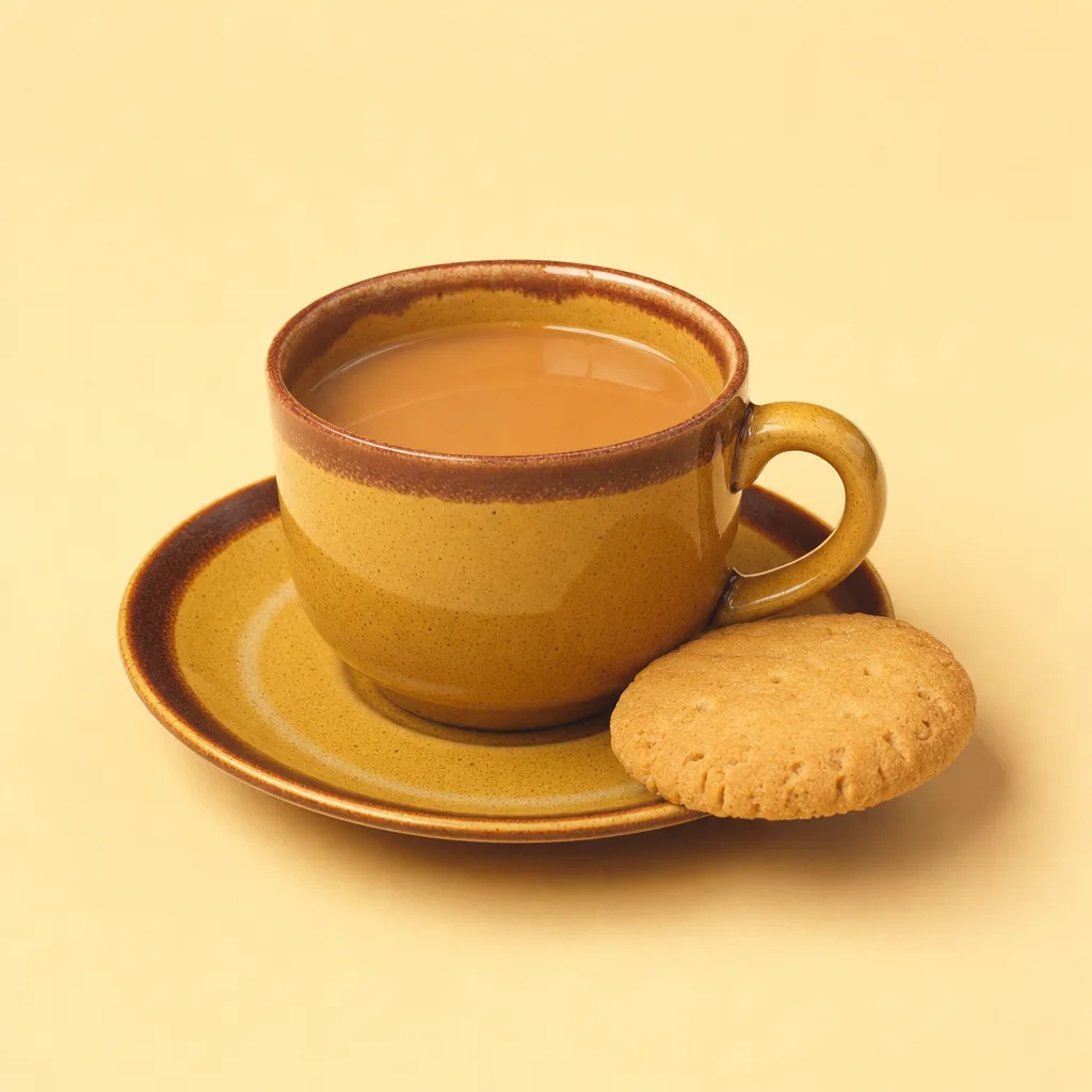 A cup of tea and a biscuit